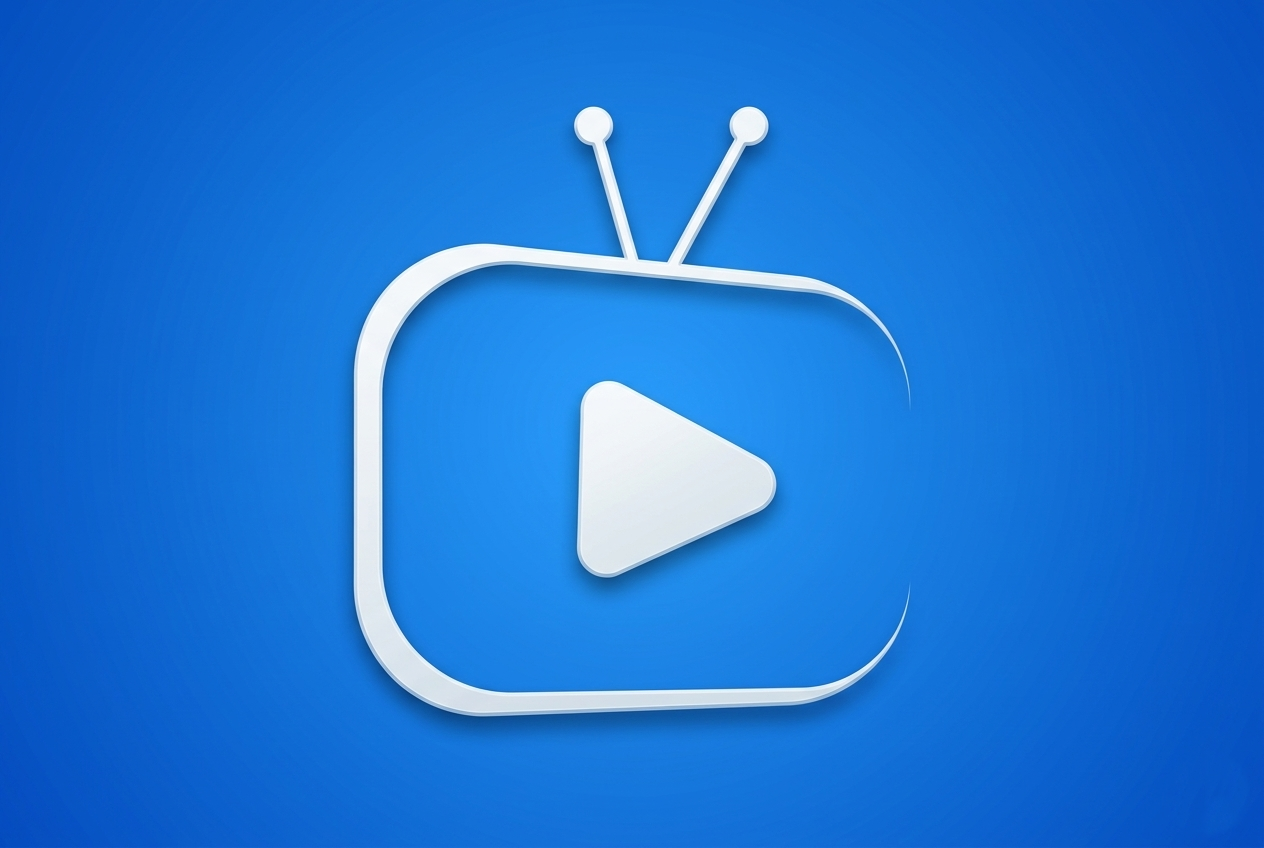 S’offizielle Logo vom IPTV Smart Player uf emne blaue Hintergrund.